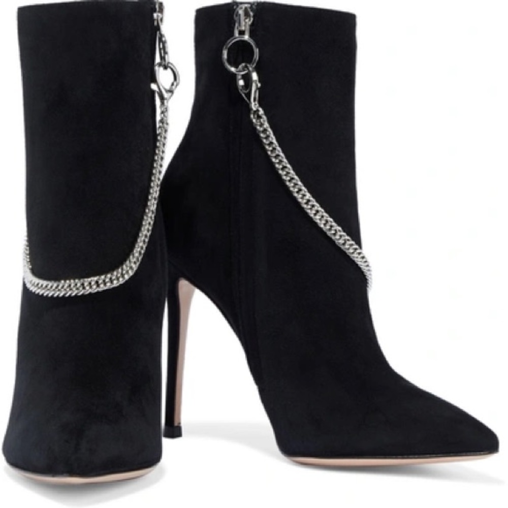 Gianvito Rossi Black Chain Heeled Boots - Picture 2 of 10